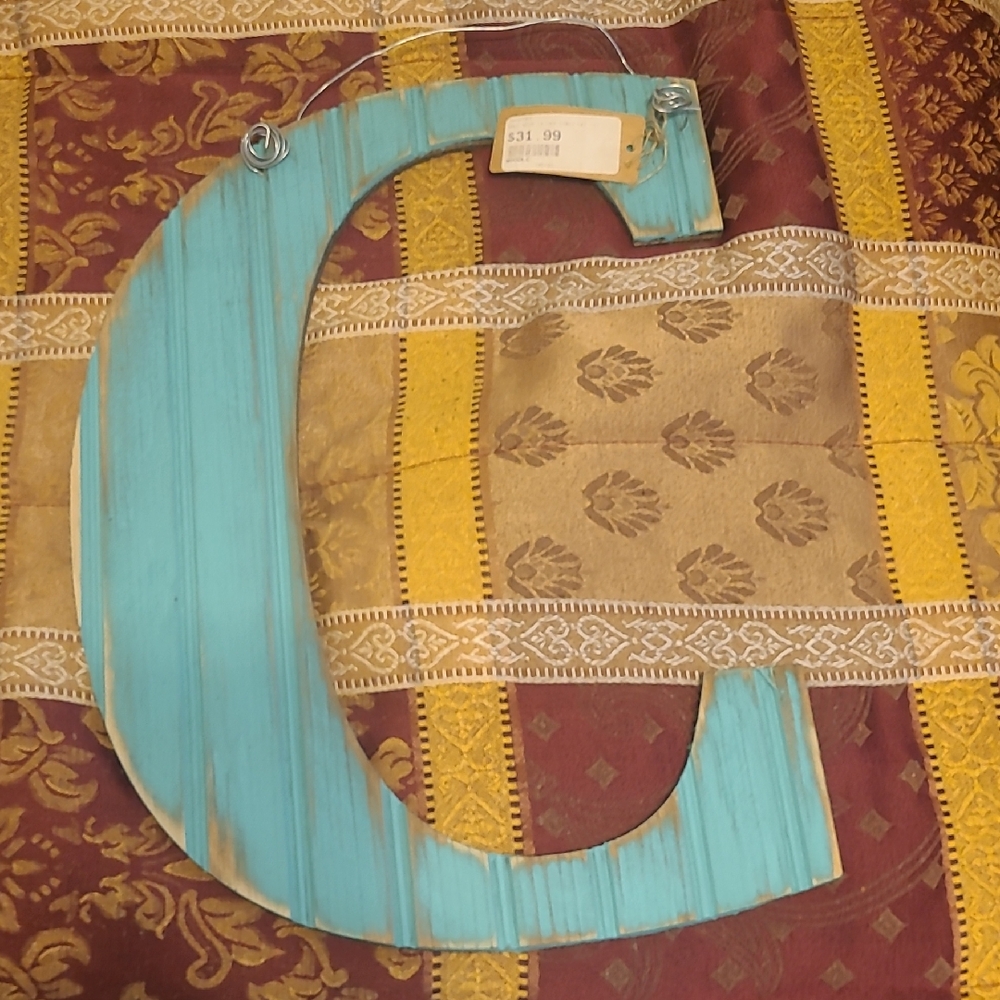 Turquoise Wooden Letter C Wall Decor